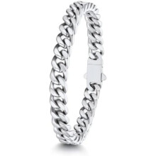 (B-7mm Breit-silber, 21.0 Zentimeter) ChainsHouse Stainless Steel Curb Chain Bracelet for Men & Women, Silver Black Gold, 5/7/9/12mm, 19-23cm