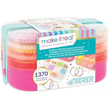 Make It Real Beads-2-Go Jewelry Making Kit 1300+ Beads DIY Bracelet Craft for Kids with Storage Box 2901710