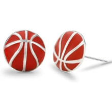(Basketball) SIXDUTON 925 Sterling Silver Stud Earrings for Women - Sporty Football Fan Style, Dainty Earrings for Carnival, Gift for Her