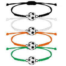 VEOIRXU 4 Pack Soccer Bracelets Adjustable Braided Football Wristbands Friendship Gift for Teen Boys Girls Adults Fans 4 Colors