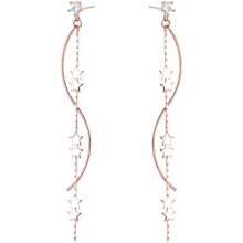 (Roségold) SLUYNZ 925 Sterling Silver Star Dangle Earrings for Women Girls Long Hanging Elegant Drop Earrings
