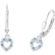 (Blau Herz) Prinzessin Lillifee Girls Earrings - 925 Sterling Silver Kids Jewelry, Synthetic Zirconia Heart, Gift Box