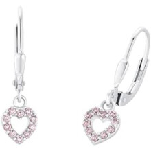(Pink Herz) Prinzessin Lillifee Girls Earrings - 925 Sterling Silver Kids Jewelry, Synthetic Zirconia Heart, Gift Box