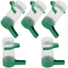 5 Pack Automatic Bird Water Dispenser for Cage, Plastic Hanging Drinking Bottle for Parrots Budgies, Easy Install, Green