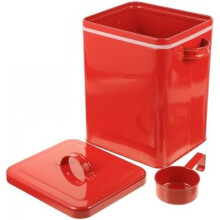 CRAFTHROU 6L Airtight Cat Food Storage Container Iron Pet Food Bucket Red with Scoop