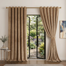 (66 x 90 (Living room Window), Beige) Matt Velvet Curtains-Thermal Insulated Ringtop Ready Made Drapes Dense & Smooth Fabric