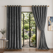 (66 x 72 (Bedroom Window), Grey) Matt Velvet Curtains-Thermal Insulated Ringtop Ready Made Drapes Dense & Smooth Fabric