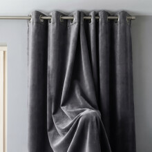 (Grey, 66" x 90" (167cm x 228cm)) Classic Crushed Velvet Curtains Eyelet Ring top