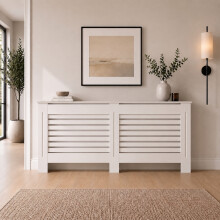 1720mm Radiator Cover White Painted Modern Horizontal Slat MDF Cabinet for Radiators Extra Large