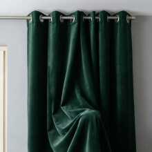 (Green, 90" x 90" (228cm x 228cm)) Classic Crushed Velvet Curtains Eyelet Ring top