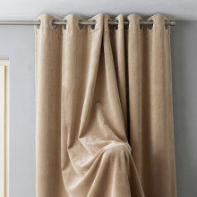 (Beige, 90" x 90" (228cm x 228cm)) Classic Crushed Velvet Curtains Eyelet Ring top