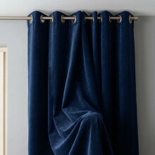 (Blue, 90" x 90" (228cm x 228cm)) Classic Crushed Velvet Curtains Eyelet Ring top