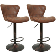 Set of 2 Industrial Bar Stools Vintage Bar Chairs Brown