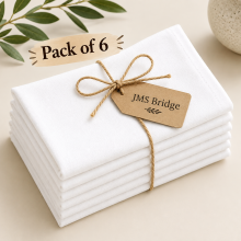 White Cotton Blend Napkins 20x20" (50cm) Set of 6 Reusable Cloth Dinner Napkins, Washable Table Linen Starter Set
