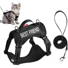 (Schwarz, L) Escape Proof Dog Harness Set with Breathable Mesh and Training Collar, Safety Lock, Soft Pet Accessories for Puppies and Kittens