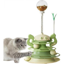(grün) Interactive Cat Track Toy with Feather Teaser, Funny Kitten Exercise Puzzle, Stable Cat Toy for Indoor Home, Safe and Engaging