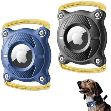 XSQD 2 Pack Airtag Dog Collar Holder - Waterproof Anti-Loss Case, Stainless Steel Shockproof GPS Tracker for Dogs Cats Luggage Backpacks