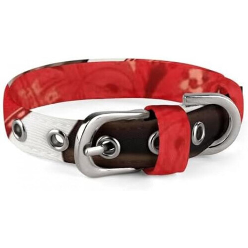 Adjustable Pet Collar Red Oxford Cloth Quick Release Buckle for Small Medium Dogs Cats Comfortable