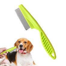 (Grün) Pet Flea Comb with Anti-Slip Handle for Dogs Cats, Fine Teeth Flea Comb Helps Dry Skin, Prevention & Detection of Fleas on Pets