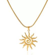 OPVYAEU Sun Necklace for Women - Waterproof Gold Plated Stainless Steel Sun Pendant Choker Adjustable Jewelry Gift for Girls