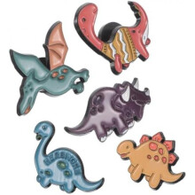 Yardenfun 5 Pack Dinosaur Brooches Alloy Safe Clasp Cute Lightweight Pins for Women Girls Clothing Accessories Random Style