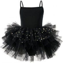 (Schwarz A, 4-6 Jahre) AIEOE Girls Ballet Leotard Classic Tutu Dress Cotton Sleeveless Dancewear with Snap Button 1-8 Years