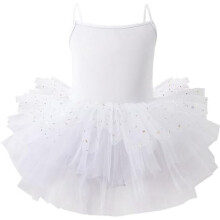 (Weiß A, 4-6 Jahre) AIEOE Girls Ballet Leotard Classic Tutu Dress Cotton Sleeveless Dancewear with Snap Button 1-8 Years