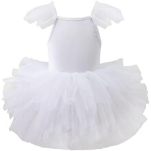 (Weiß B, 1-2 Jahre) AIEOE Girls Ballet Leotard Classic Tutu Dress Cotton Sleeveless Dancewear with Snap Button 1-8 Years