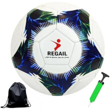 Jonuin Soccer Ball Size 4, Youth Training Football with Pump, Needle & Bag, Durable Leather for Amateur & Pro, Kids Gift