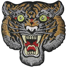 (Brüllender Tiger) Sagitty Golden Roaring Tiger Embroidered Patch - Iron On or Sew On -1 Piece