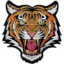 (bengalischer Tiger) Sagitty Golden Roaring Tiger Embroidered Patch - Iron On or Sew On -1 Piece