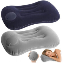 UWJOWP Inflatable Neck Pillow 2-Pack Travel Pillow for Airplane Train Camping Gray+Navy 34x22cm