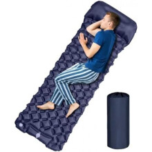 Inflatable Camping Pad Waterproof Lightweight Foldable Sleeping Mat for Tent Travel Single Person Blue