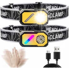 POCKETMAN LED Headlamp 500 Lumens USB Rechargeable 17 Modes IPX4 Waterproof for Running Camping Fishing 2 Pack