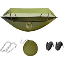 Camping Hammock with Mosquito Net, Outdoor Bug Proof Sunshade, Ultralight Portable Single Travel Hammock, Green
