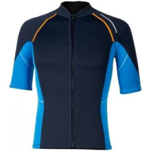 Winying Men's Short Sleeve Wetsuit Jacket Front Zip Thermal Diving Top Stretch Navy Blue 3XL