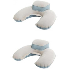 (Rosyx3stk, 35X26CM x3pcs) Cabilock 2 Pack Inflatable U-Shape Travel Pillow Lightweight Neck Support with Earplugs for Camping Airplane