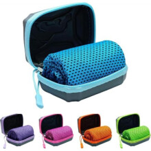 (5pcs) Quick Dry Cooling Towel Microfiber Sweat Towel for Gym Yoga Running Workout with Zipper Storage Bag Orange