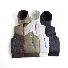 (Green, L) Reversible Padded Vest Men Women Hooded Color Block Sleeveless Jacket