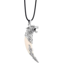 BrKern Wolf Tooth Pendant Viking Necklace for Men Stainless Steel Medieval Jewelry for Costume and Daily Wear
