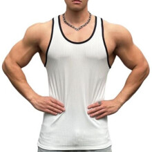 (Weiß, XL) Uitndvyte Men's Athletic Tank Top Lightweight Breathable Quick-Dry Sleeveless Compression Shirt for Gym Workout Running Basketball Tennis