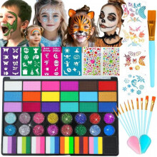 (B) 42 Colors Face Paint Kit, Halloween Easter Body Paint Set, Professional Safe Formula for Kids & Adults, Multi-Color