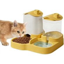 (gelb) Automatic Cat Feeder and Water Dispenser Set, Leak-Proof Pet Feeding Bowl for Cats Dogs Puppies Small Animals