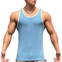 (blau, L) Uitndvyte Men's Athletic Tank Top Lightweight Breathable Quick-Dry Sleeveless Compression Shirt for Gym Workout Running Basketball Tennis