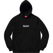 (gray, S) Supr Hoodie Men's Fleece-Lined Loose Streetwear Hip Hop Long Sleeve Pullover Solid Color