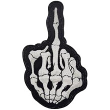 (Mittelfinger) Surriba Skull Rose Embroidered Patch Large Pink Halloween Cool Personalized Jacket Iron On Applique for Clothing