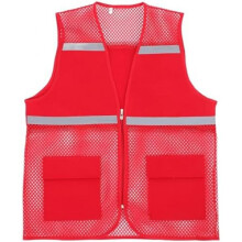 KHBUAB High Visibility Reflective Safety Vest Red Mesh Zip Multi Pockets Breathable for Work Outdoor 3XL
