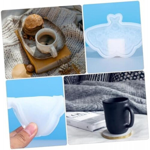 Butterfly Coaster Silicone Mold, 2 Pack White Reusable Easy Release Resin Casting Molds for DIY Crafts 2