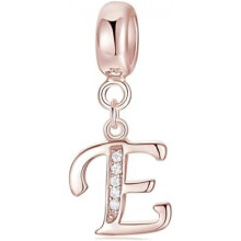 (Letter-239-E) Jokmeo 925 Sterling Silver Letter A-Z Charm Beads Compatible with Pandora Bracelets Necklaces for Women Girls ZM4