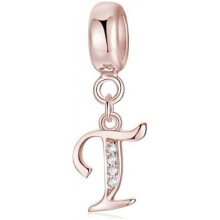 (Letter-239-T) Jokmeo 925 Sterling Silver Letter A-Z Charm Beads Compatible with Pandora Bracelets Necklaces for Women Girls ZM4